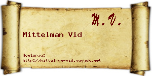 Mittelman Vid névjegykártya